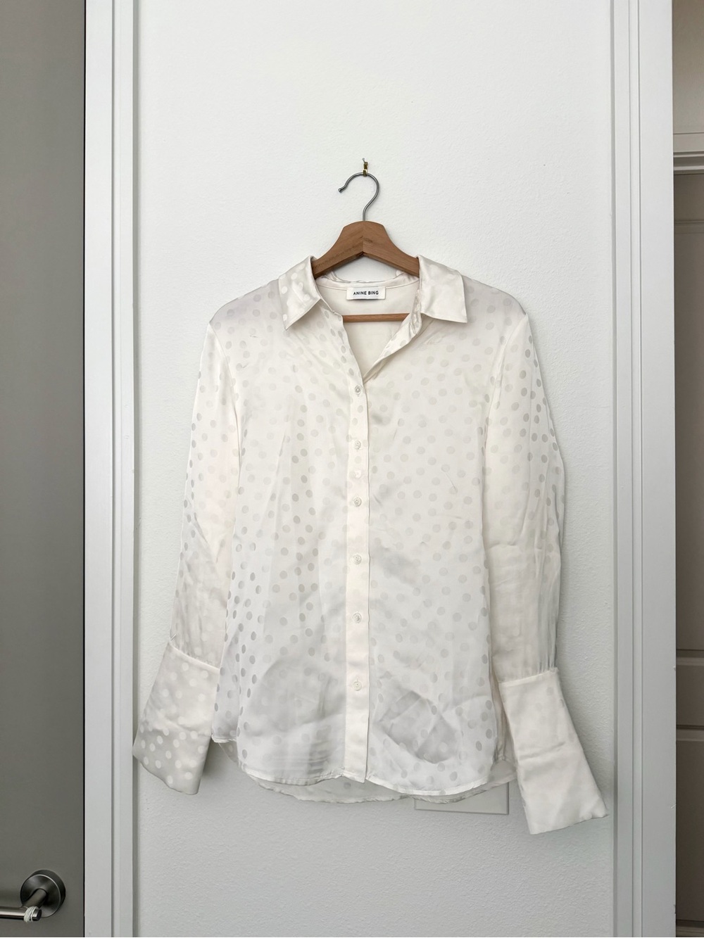 ANINE BING • amanda polka dot ivory button up blouse